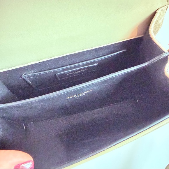 Yves Saint Laurent Cassandra Mini Top Handle Bag Beige Suede - Picture 11 of 11